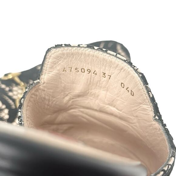 Gucci Princetown Horsebit Mules Leather Lace Overlay Black Tan Size 37 - Picture 7 of 9